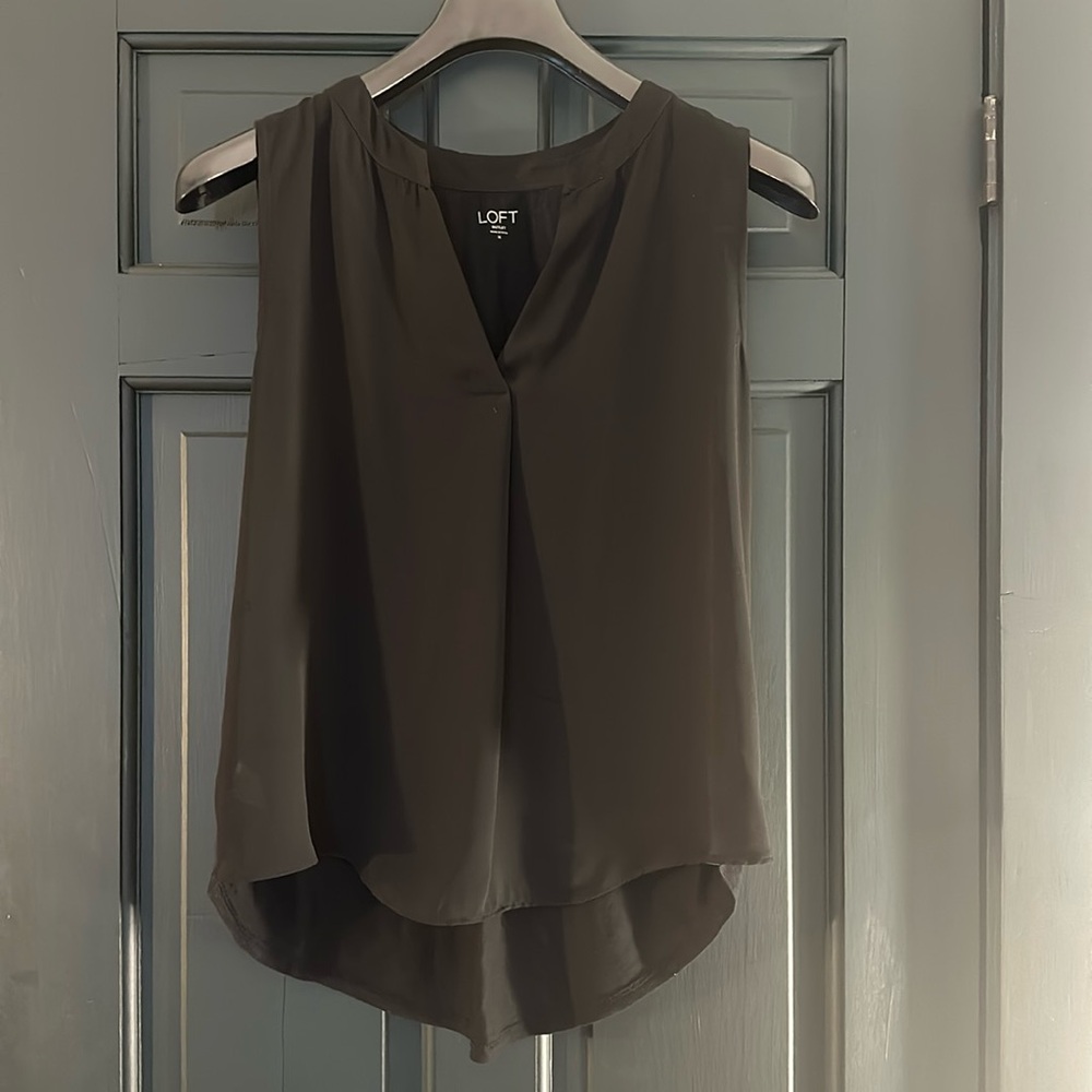 Loft mixed media blouse size medium black